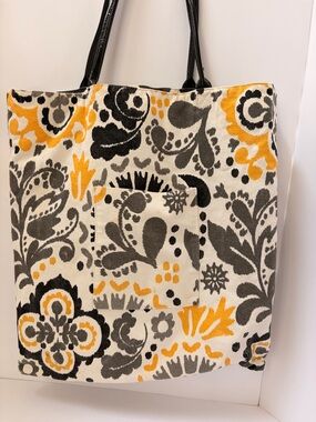 Reversible Canvas Tote Bag in Yellow, Gray and Black